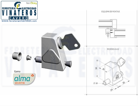 CERRADURA, ALMA, CORREDERA+LLAVE, BLANCO 9002