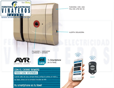 CERRADURA, INVISIBLE, AYR INT-LOCK, BLUETOOTH CROMO