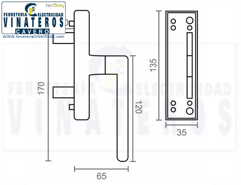 MANIVELA, ALUMINIO, CREMONA 6873, BLANCO DCHA