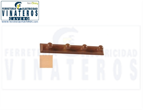 PERCHA, MADERA, PINO, 4 POMOS