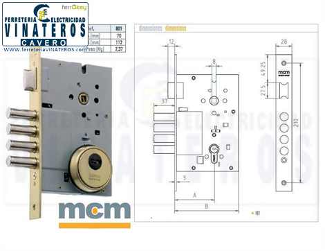 CERRADURA, MCM, SEGURIDAD BOMBI, 801-65