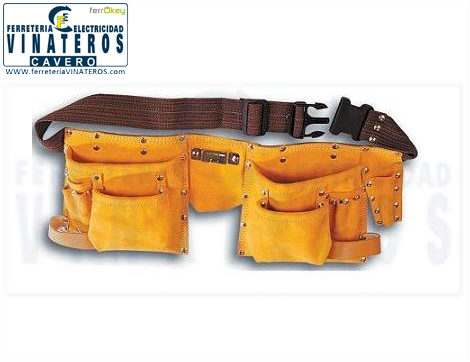 CINTURON-HERRAM, CUERO, 2 BOLSA , DOBLE