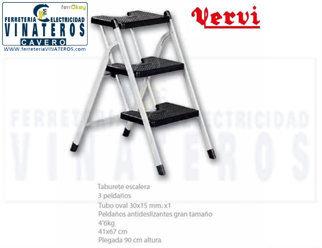 ESCALERA, VERVI, BLANCA, TABURETE 3 PEL.
