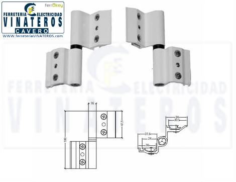 BISAGRA, ALUMINIO, ESTANDAR, BLANCA 03210
