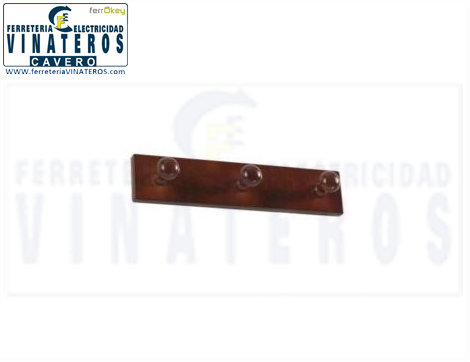 PERCHA, MADERA, NOGAL, 3 POMOS