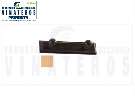 PERCHA, MADERA, PINO, 2 POMOS