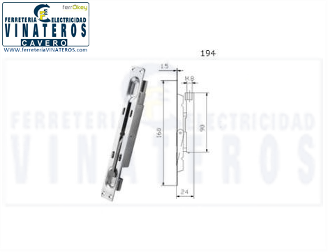 PASADOR EMBUTIR, CARP. METALICA, CROMADO M-8, ART:194 160 MM