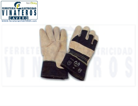GUANTES, CUERO Y TELA, AZUL., *1 NORMAL